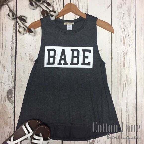 Tops - Charcoal Gray BABE Tank 